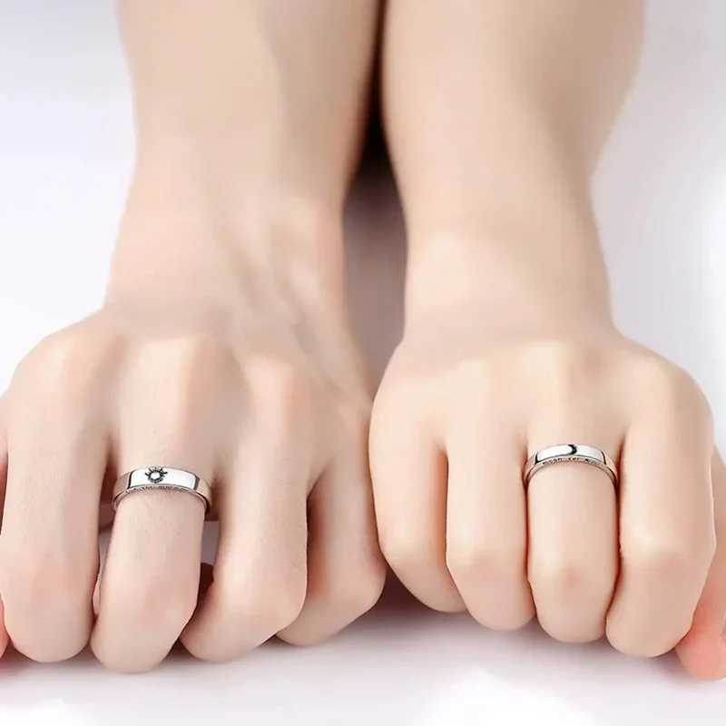 Simple Sun Moon Couple Rings Women Men Fashion Opening Adjustable Stainless Steel Lover Valentines Day Gifts Rings Set JewelryX240921
