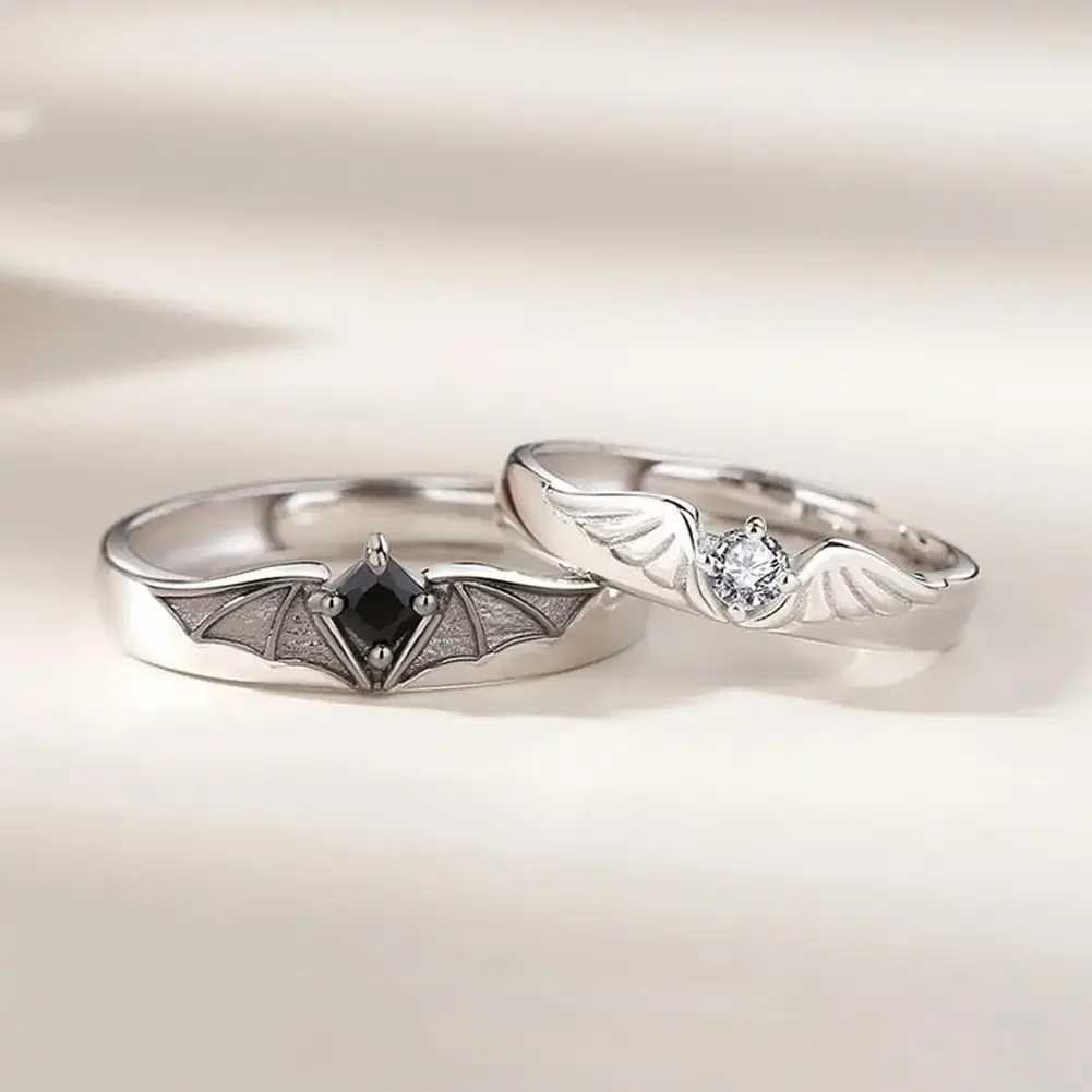 Fashion Delicate Trendy Niche Personalized Couple Angel and Demon Couple Opening Adjustable Rings Jewelry Gift AccessoriesX240921
