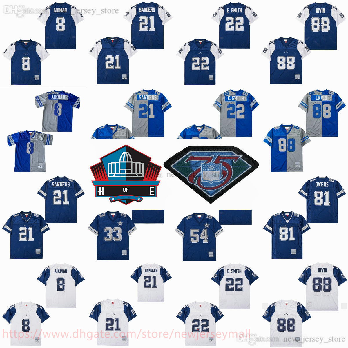 College 1995 Throwback Football 21 Deion Sanders Jersey Vintage 88 Michael Irvin 22 Emmitt Smith 8 Troy Aikman 33 Tony Dorsett 54 Randy White 81 Terrell Owens Jersey