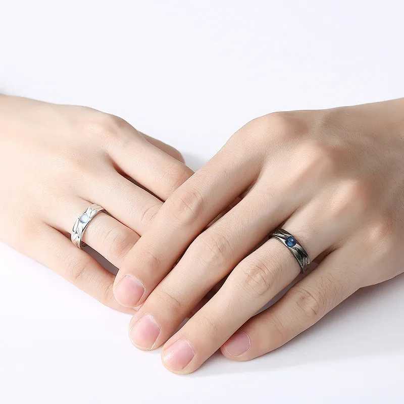 Demons and Angels Matching Couple Friendship Lover Open Adjustable Rings Set Minimalist Engagement Wedding Rings LoversX240921