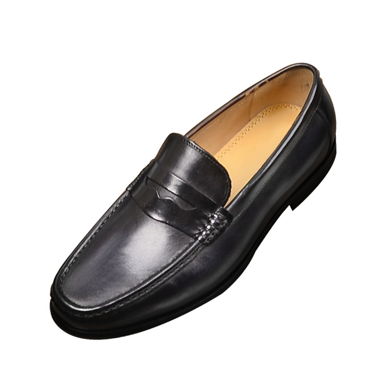 Men Penny Loafers Genuine Leather Slip On Black Casual Business Dress Mens Wedding Party Office Fashion Shoes