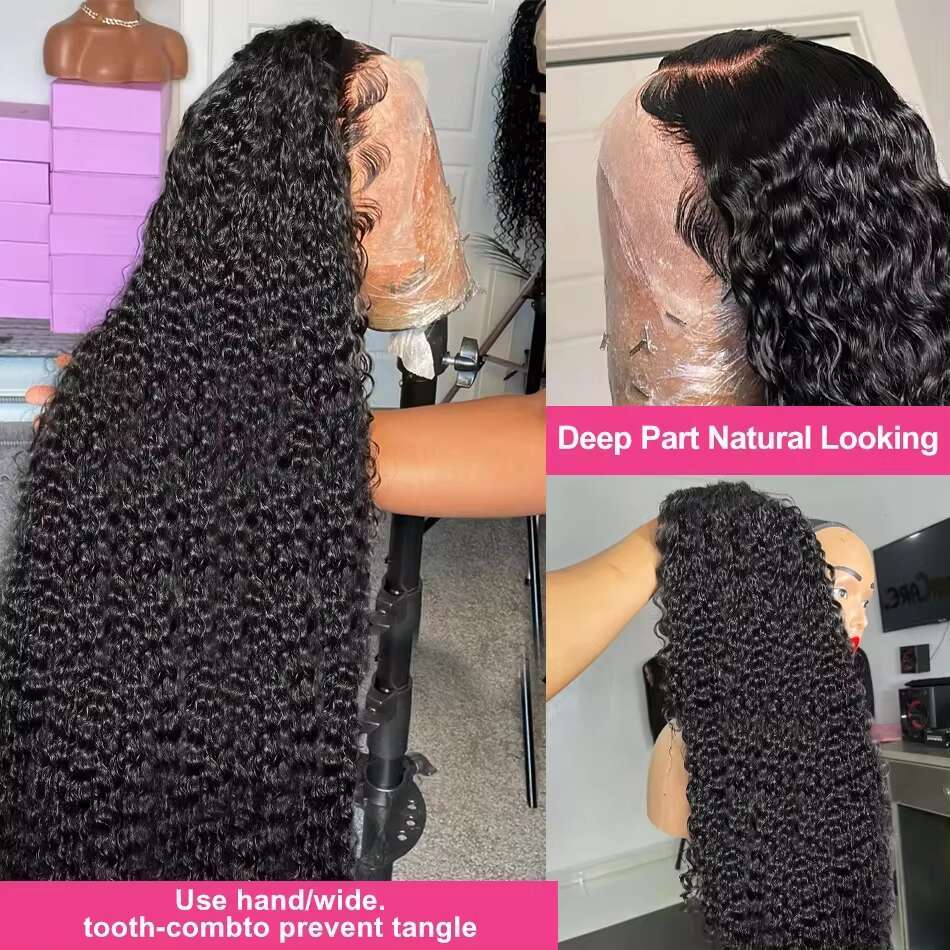 40 42inch Deep Wave Frontal 13x4 Hd Lace Front Wig Pre Plucked Brazilian Curly 100% Human Hair Wigs