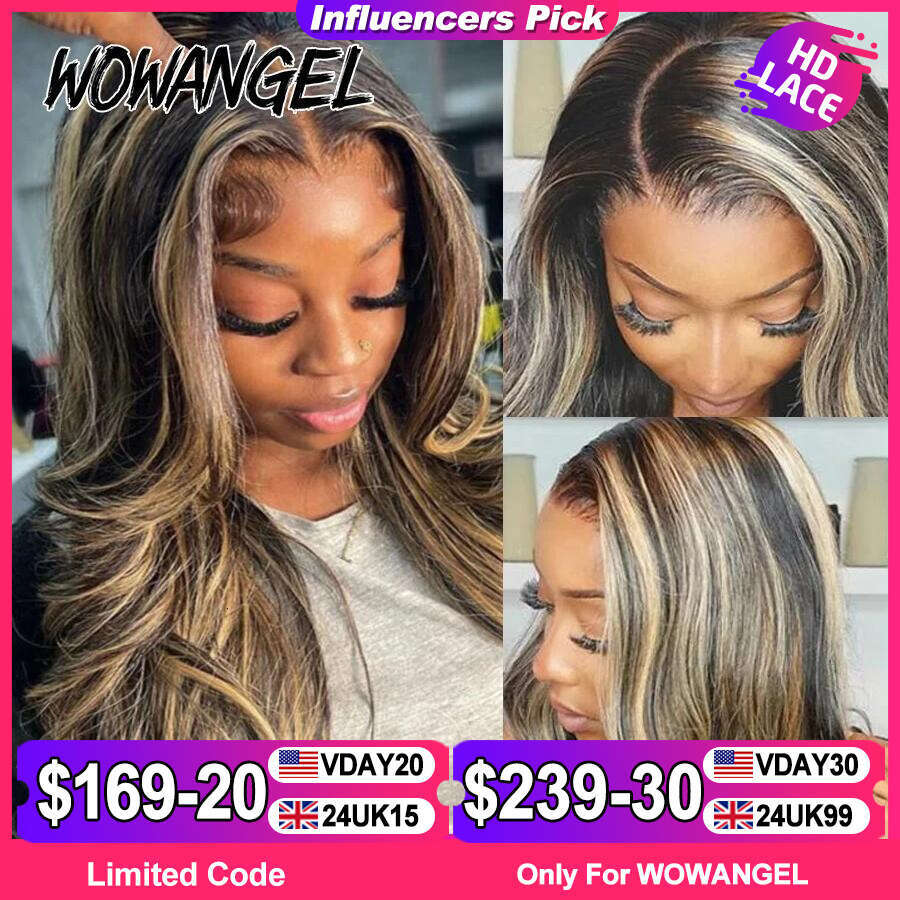Wow Angel 34inch Highlight Body Wave 5X5 HD Lace Closure Honey Blonde 250% Glueless Wig Human Hair Ready to Wear Wigs