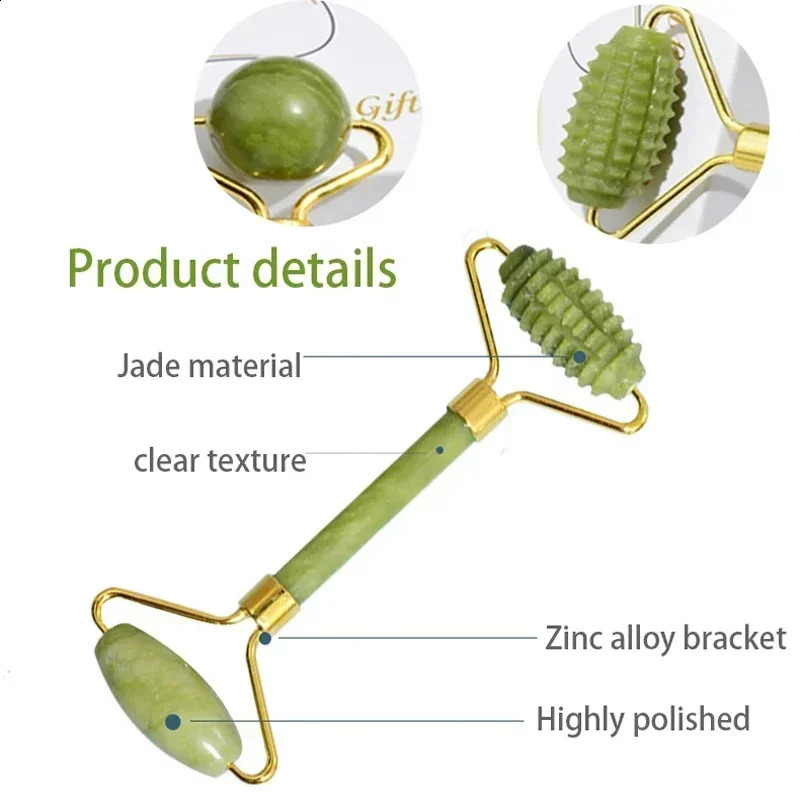 Natural Jade Roller Face Gua Sha Stone Body Neck Massager Acupoint Eye Care Spa Massage Tools Visage Lifting 240911