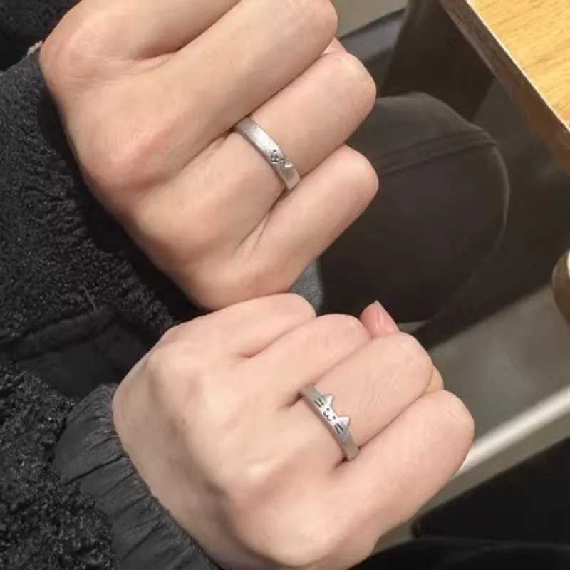 1/2pcs Cute Animal Dog Cat Rings for Women Men Simple Design Adjustable Cartoon Couple Rings Lovers Girlfriend Wedding JewelryX240921