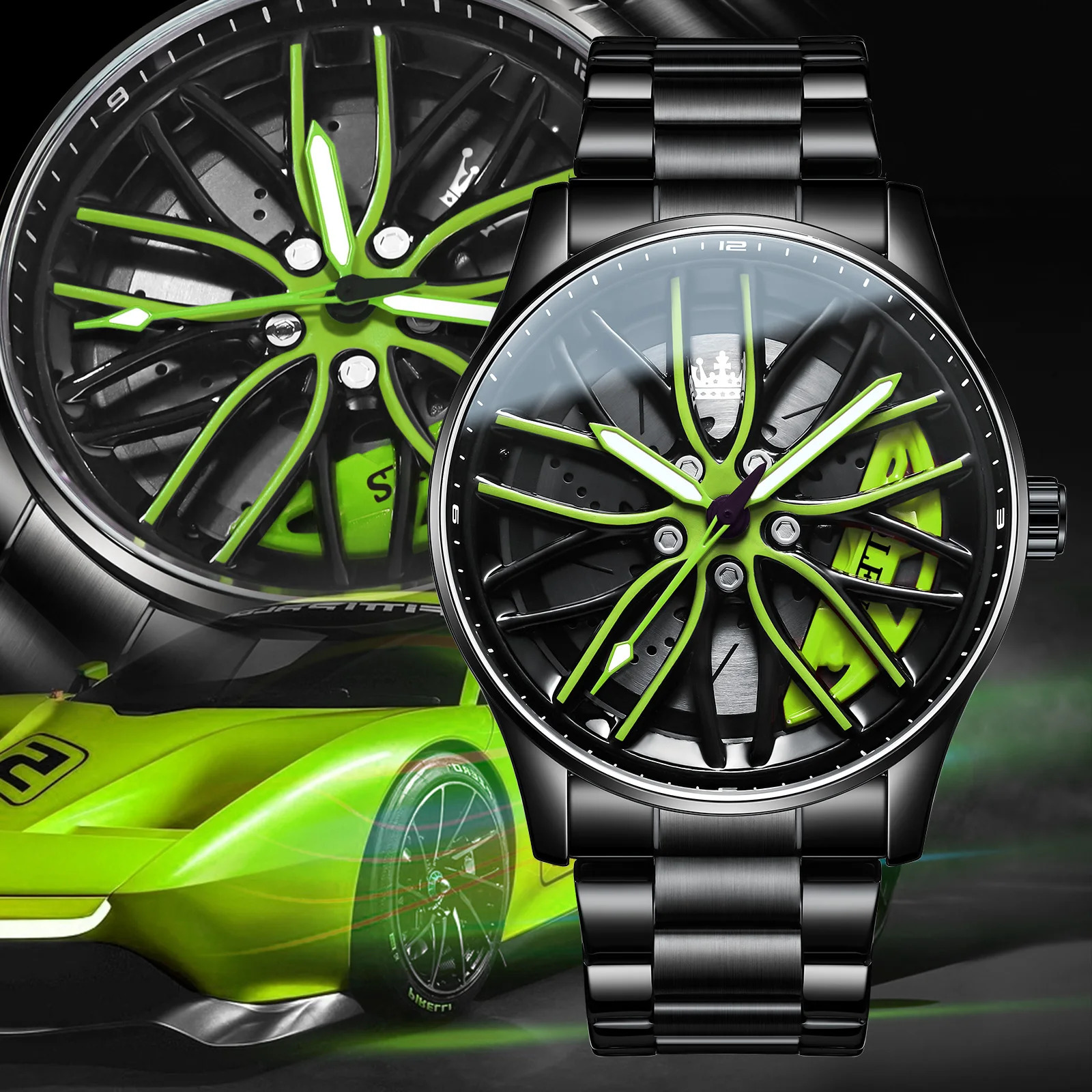 OLEVS Wheel Mens Watch Waterproof Rotary Sport Car Rim Man High Quality Fashion Selling Quartz Watches 240919