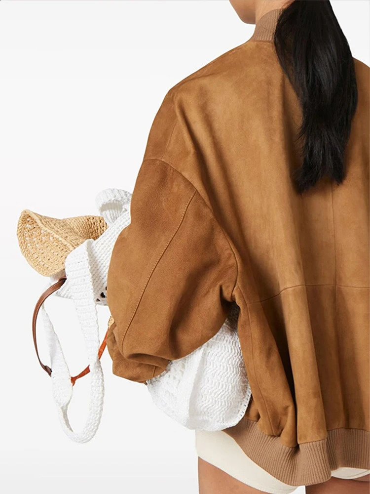 Vintage Chamois Jackets Casual Loose Womens Jacket Coats Autumn Simple Bomber Jackets with Pocket Fashion Women Outerwears 240918