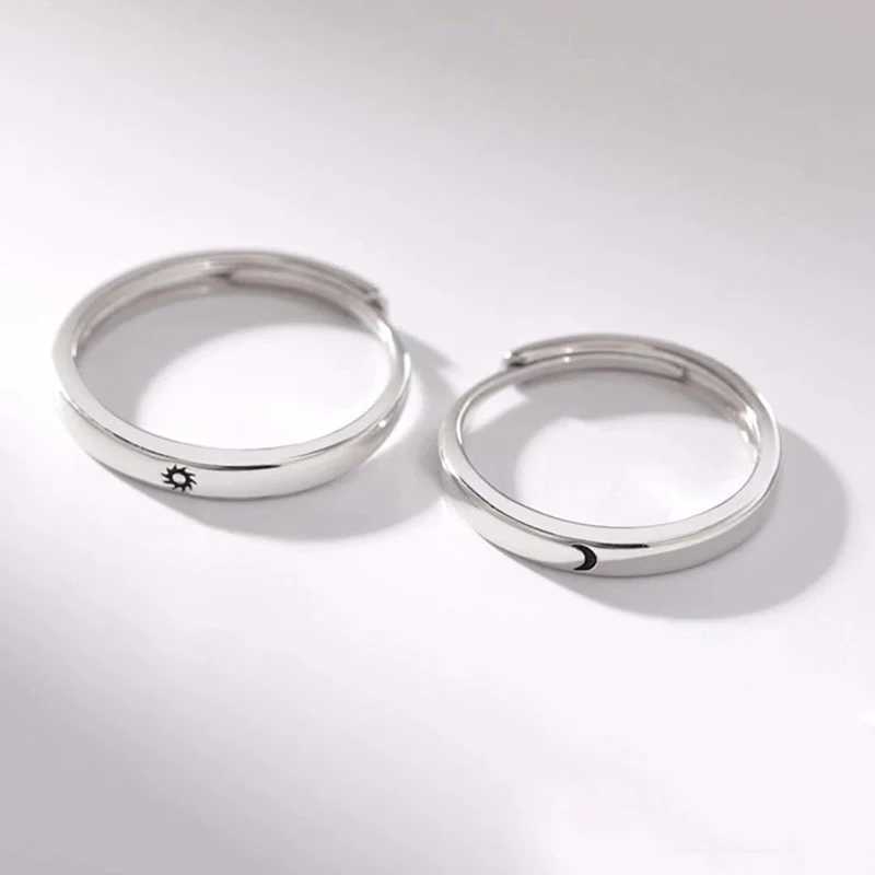 2 Pcs/Pair Sun Moon Matching Couple Friendship Lover Open Adjustable Rings Set Minimalist Engagement Wedding Rings Lovers KitX240921