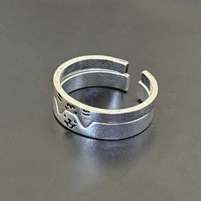 1/2Pcs Cute Dog Cat Couple Rings Women Men Simple Design Adjustable Lovers Friendship Fashion Jewelry Fingers Accessories GiftX240921
