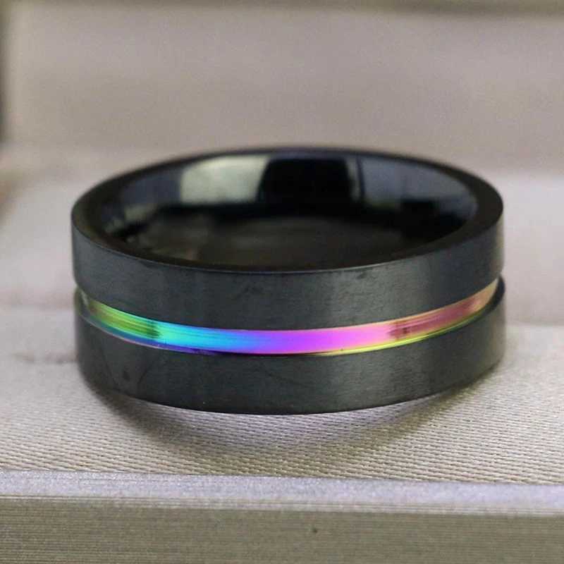Fashion Black Couple Ring Purple Zircon Bow Women Ring Simple Stainless Steel Men Black Ring Jewelry Engagement Lover GiftX240921