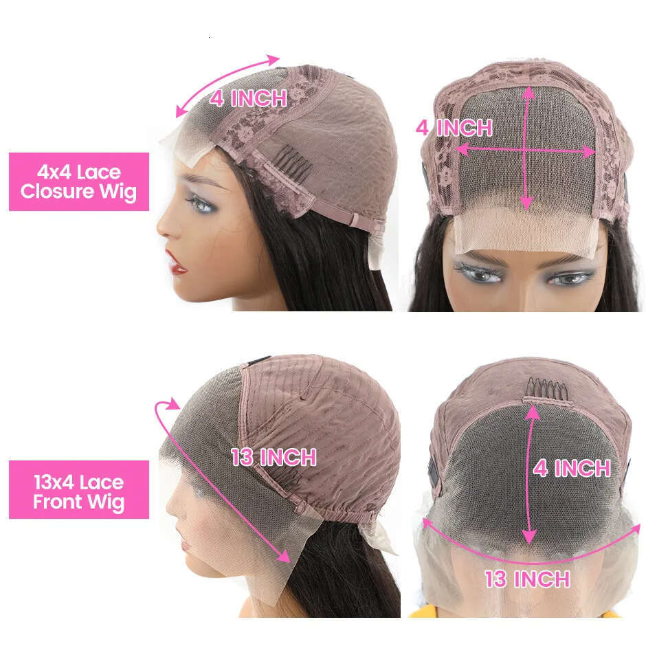 32 Inch Mongolian 4x4 HD Pre Bleached Knots For Women Straight 13x4 Lace Front Human Hair Wigs