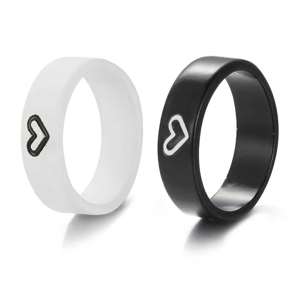 2pcs Of Rings Simple Couple Ring Male And Female Ring Combination Inswind Network Celebrity Love Valentines Day GiftX240921