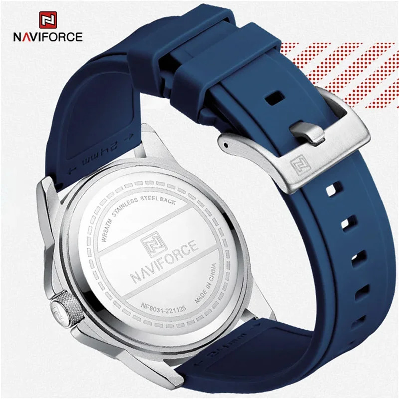 NAVIFORCE Casual Quartz Wristwatch Fashion Waterproof Mens Watches Sport Silicone Strap Male Luminous Clock Relogio Masculino 240919