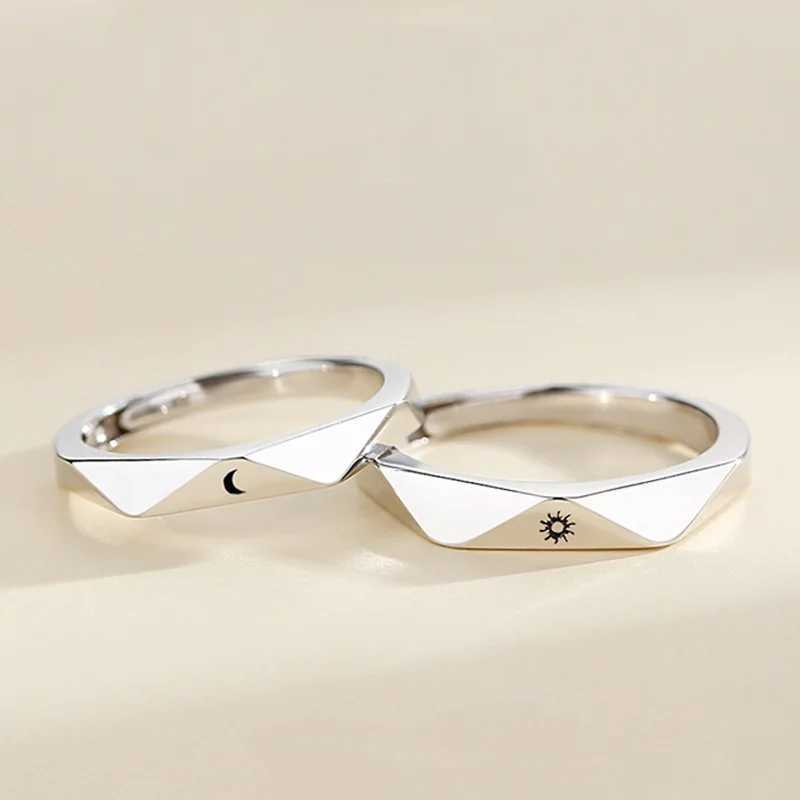 2 Pcs Sun Moon Lover Couple Rings Simple Opening Ring For Couple Men Women Wedding Engagement Promise Valentines Day JewelryX240921