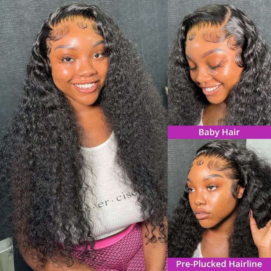 Deep Wave HD Front 100% Human Wig Kinky Curly 200% 13x4 13x6 Lace Frontal Wigs For Woman Indian Remy Hair Pre Plucked