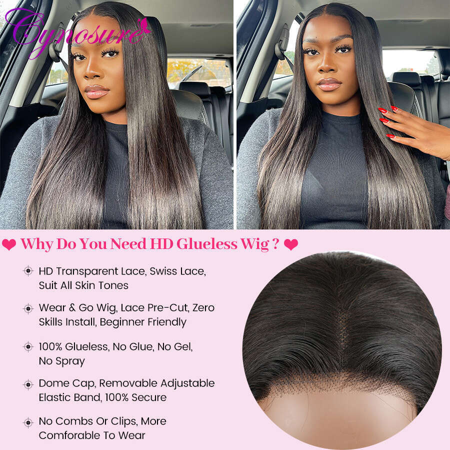 Cynosure 13x4 Glueless Ready to Wear Pre plucked Brazilian Straight Lace Front Wigs For Women Human Hair Wig