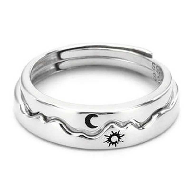 Sun Moon Couple Rings Open Adjustable Ring Eachother Lover Couple Rings Wedding Jewlery Ring Friends Gift Fit for Most Women MenX240921