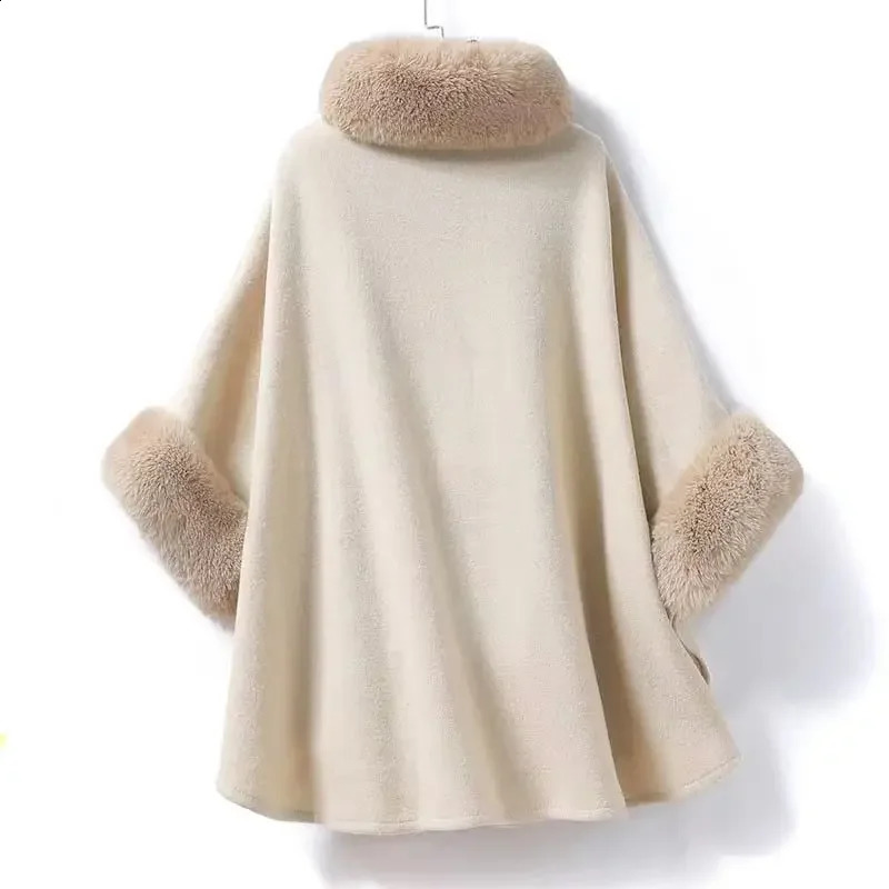 2024 Poncho Cloak Korean Style Women Autumn and Winter Keep Warm Cape Coats Loose Belt Party Vacation Street Ponchos T85 240921 - view 4