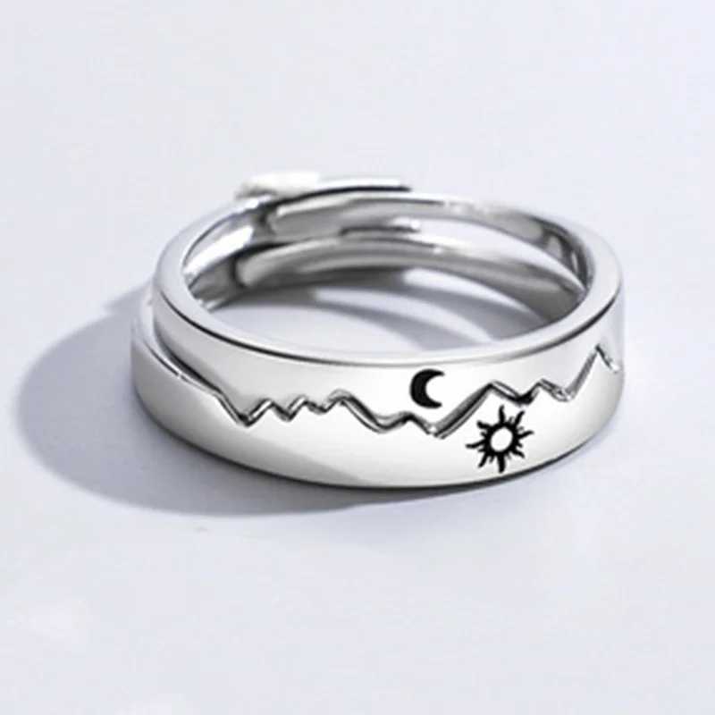 Sun Moon Couple Rings Open Adjustable Ring Eachother Lover Couple Rings Wedding Jewlery Ring Friends Gift Fit for Most Women MenX240921