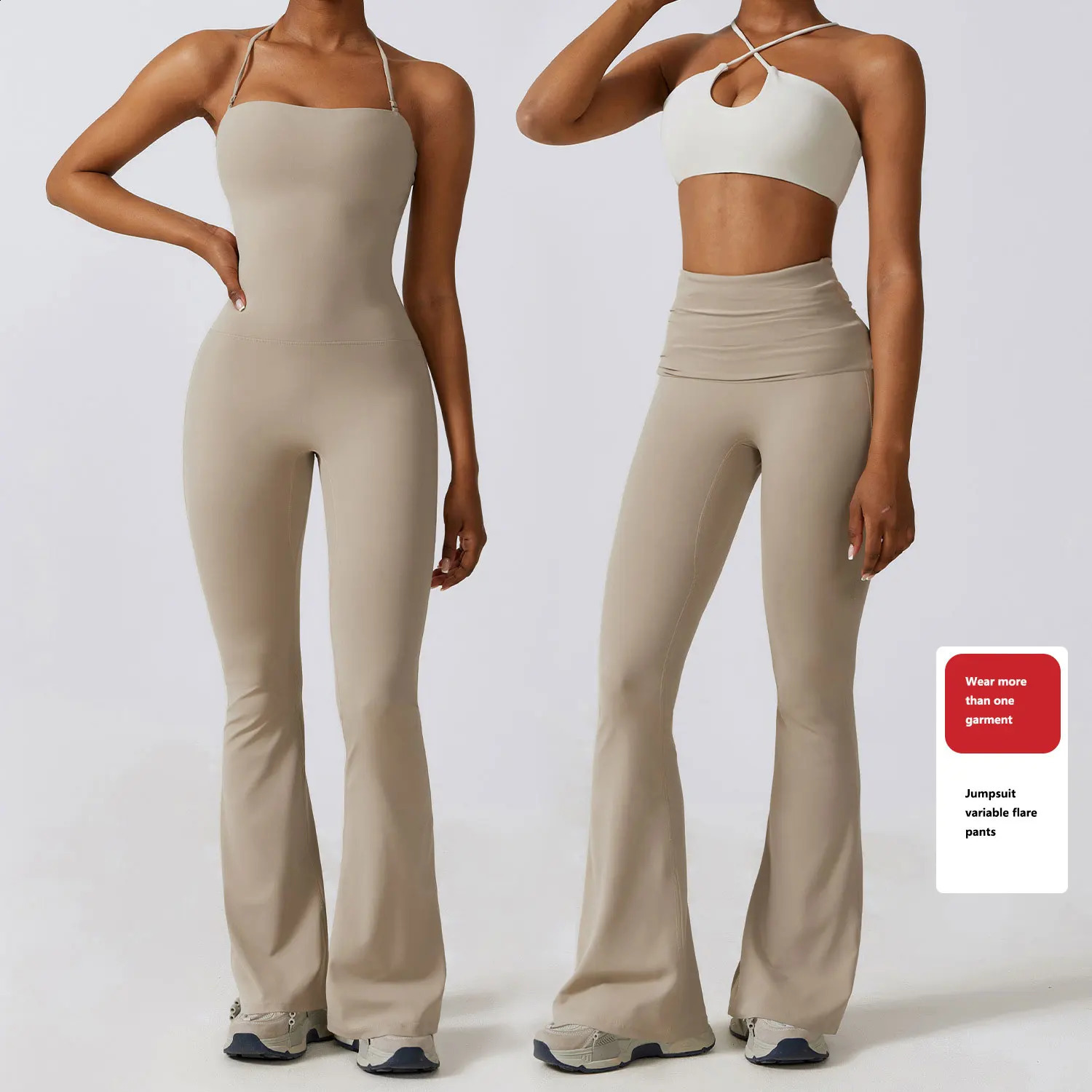 Yoga Set Jumpsuits Womens Tracksuit One Piece Workout Rompers Sportswear Gym Set Workout Clothes for Women Push Up Flared Pants 240914
