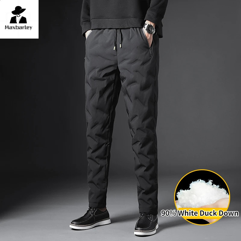 Down Pants Mens Winter Casual Thickened 90% White Duck Down Warm Pants Mens Clothing Snowboard Cold-proof Cotton Pants 240913