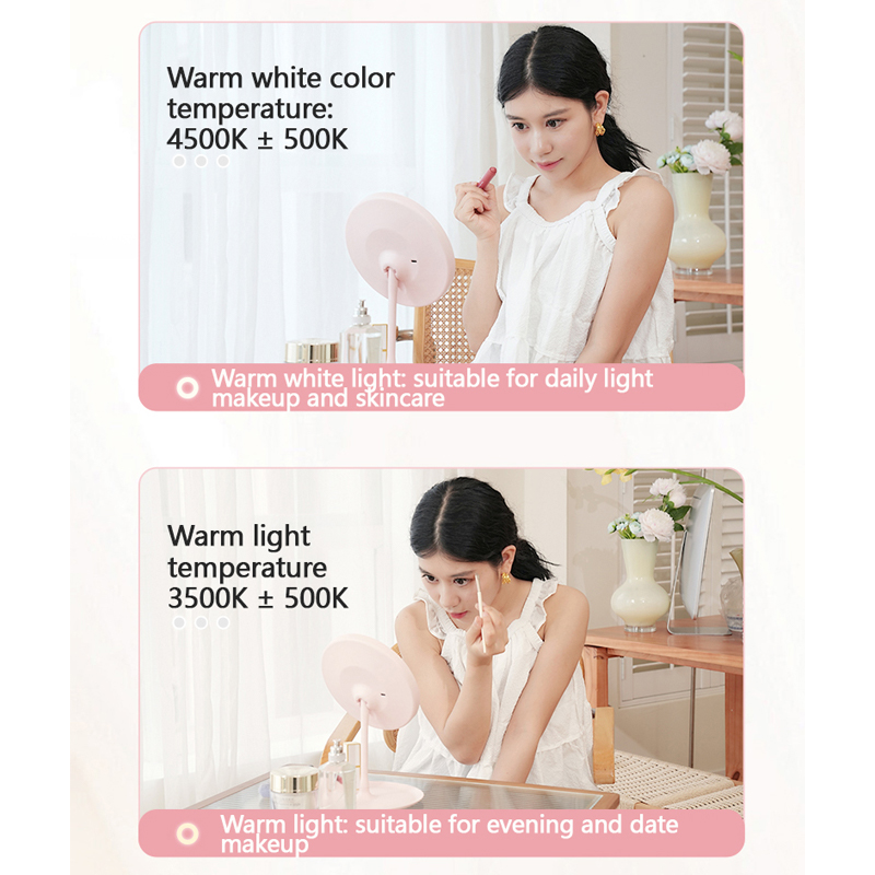 LED make-up mirror rotatable desktop mirror desktop beauty mirror dormitory portable make-up mirror factory direct sale
