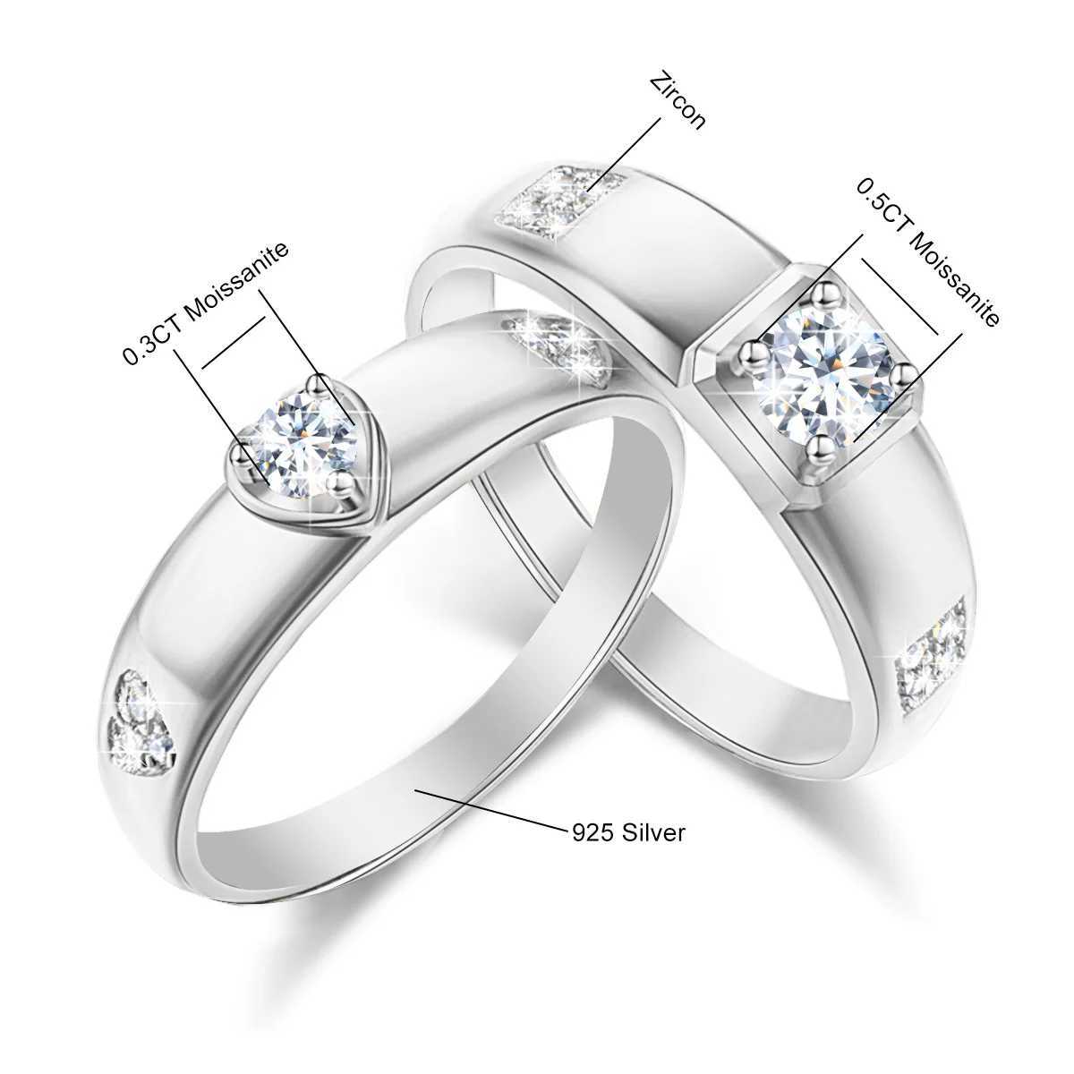 Szjinao Sterling Silver 925 Moissanite Diamond Couple Rings For Lovers Matching Wedding Jewelry Set With Certificate 2024 TrendyX240921