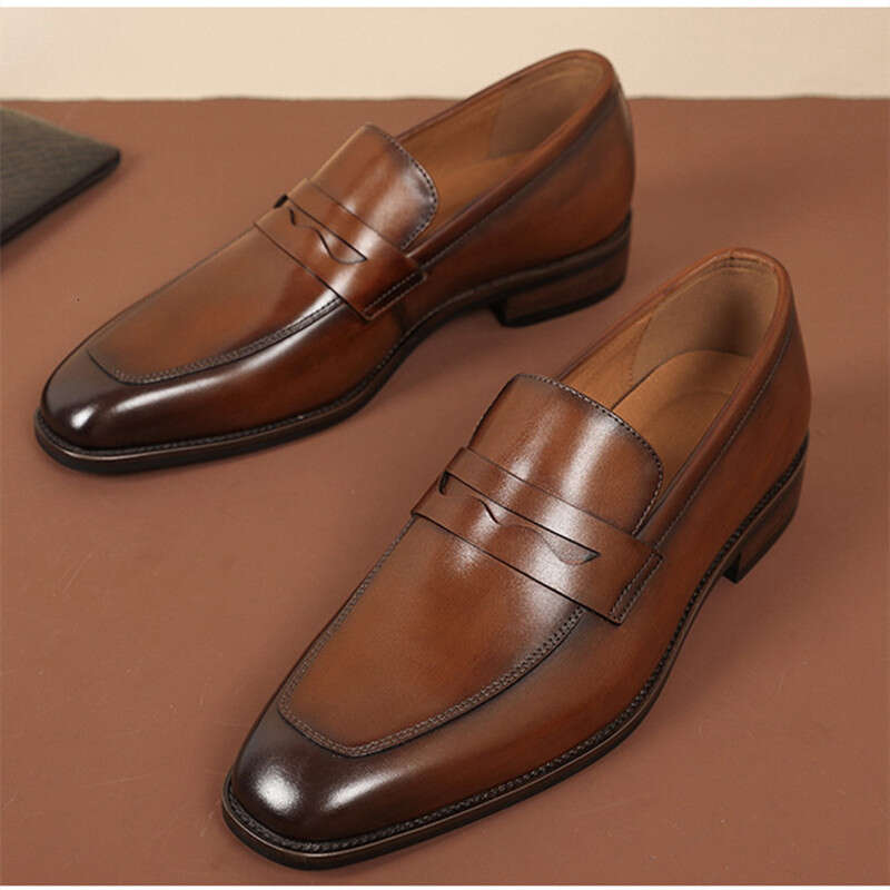Slip On Dress Genuine Leather Italian Loafer For Black Brown Brand Formal Oxford Men Casual Shoes