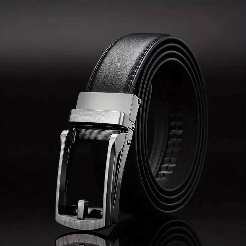 Men belt Leather Belt Metal Alloy Automatic Buckle Brand Luxury Design Waist Belts for Men Strap MaleX240923