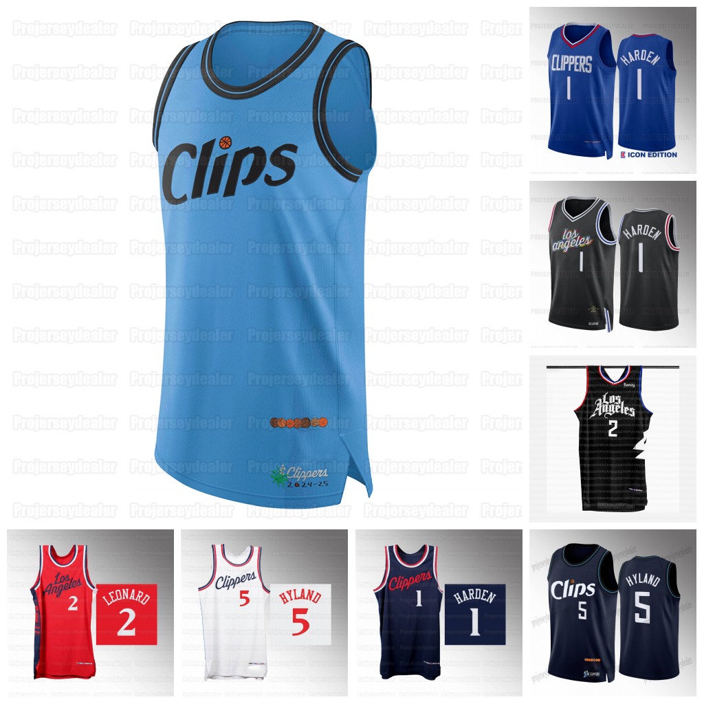 Clippers basketball 2024-25 City Jerseys James 1 Harden Kawhi Leonard Bones Hyland Ivica Zubac Nicolas Batum Norman Powell Terance Mann