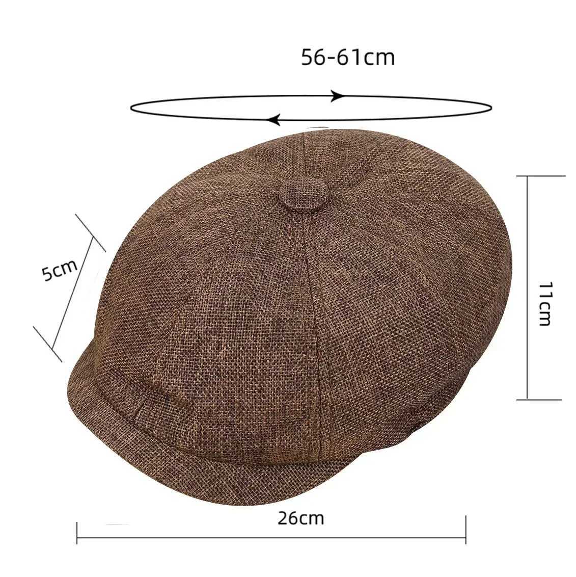 Mens Newsboy Hat Peaky Autumn Retro Bone Octagonal Hat Womens Casual Striped Beret Gatsby Flat Hat Y240923