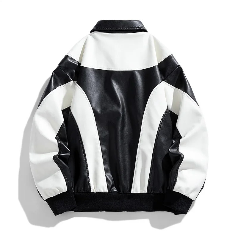 Men Leather Jacket Autumn Winter PU Vintage Slim Biker Coats Mens Motocycle Jackets Coat Casual Street Wear Hip Hop Top 240921