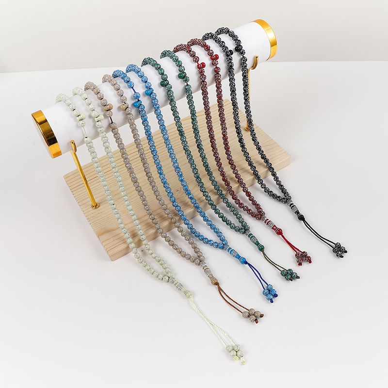 Exquisite men's bracelet with 99 acrylic beads, a must-have for summer and luxurious A25-99C knotted electroplating style