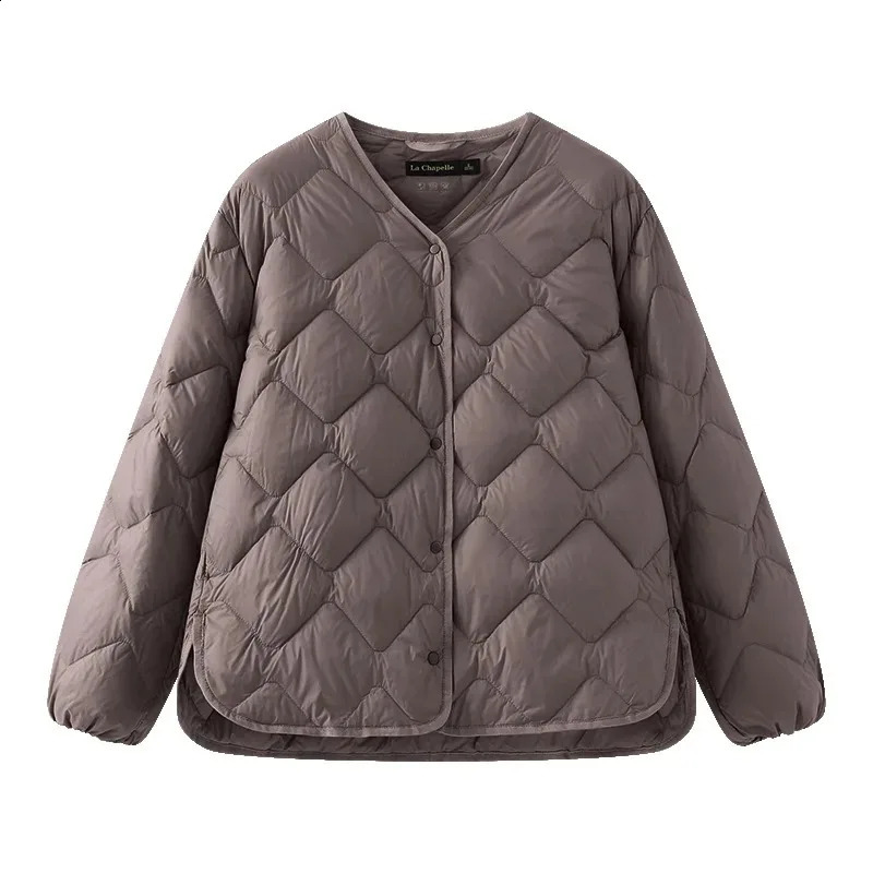 Top tier winter 90% white duck down womens ultra light jacket fashionable Korean diamond warm Oneck 240921