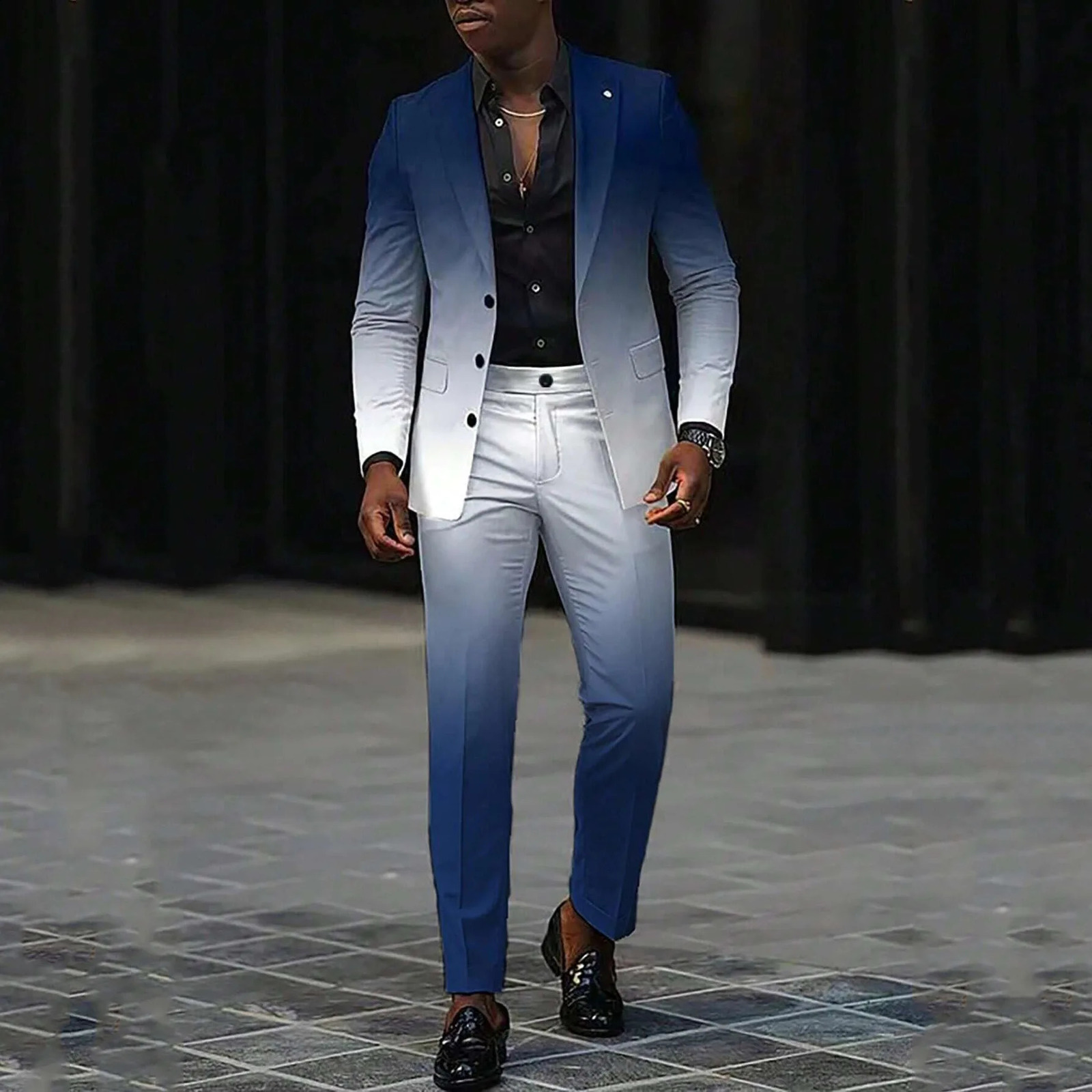 Gradient ball high-end clothing set long pants set single chest set button down pants two-piece set WL008-MR7 240923