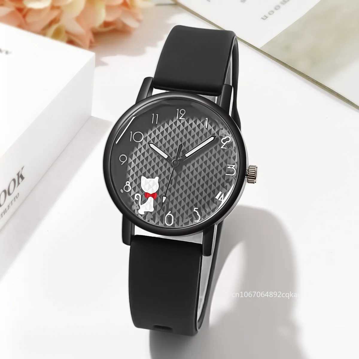 Student Quartz Watch Lovely Cat Bracelet Kids Watch Women Wristwatches Sport Silicone Watches Relgio Feminino Birthday GiftX240923