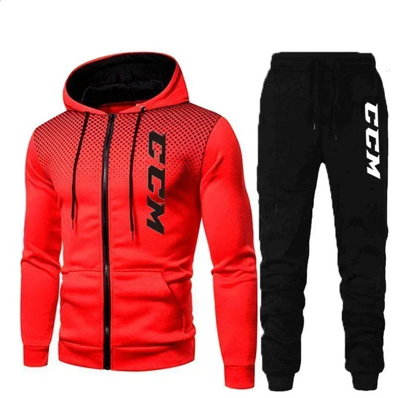 CCM Mens Hoodie Fitness Gym Clothing Running Set Sportswear Slow Winter 240914