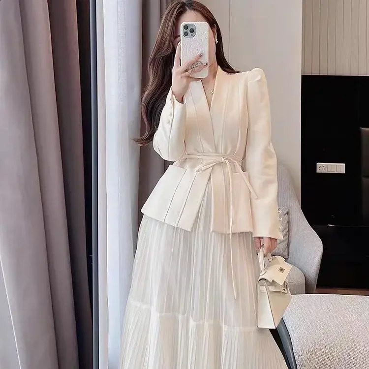 UNXX High-end Custom Floral Suits Women Spring and Autumn Matching Set Elegant Blazer Pencil Skirt 2 Pieces Office Lady 240918