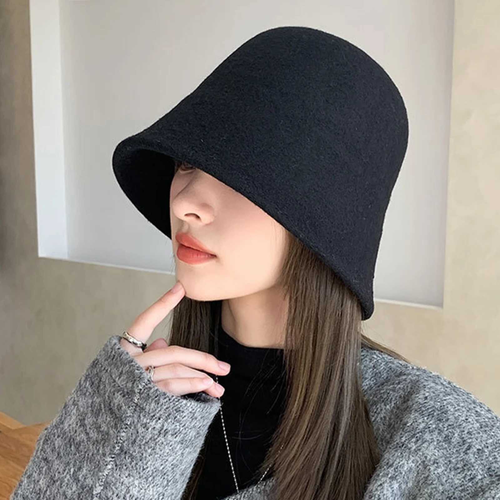 Wide Brim Hats Bucket Hats Solid Color Knit C Winter Bucket Hat Thick Soft Windproof Outdoor Headwear for Women Sun Uv Protection Resistant La C J2409