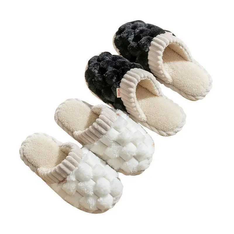 Cotton Slippers for Women in Winter Suitable for Home Use in Indoor Warmth and Anti Slip Home Winter Couple Plush Men SlippersXJ240723
