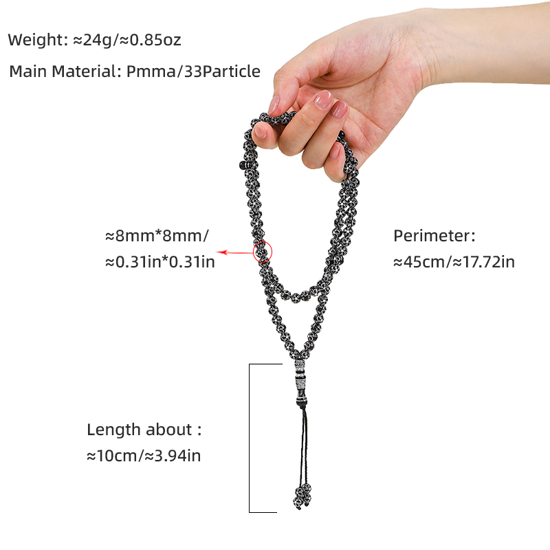 Exquisite men's bracelet with 99 acrylic beads, a must-have for summer and luxurious A25-99C knotted electroplating style