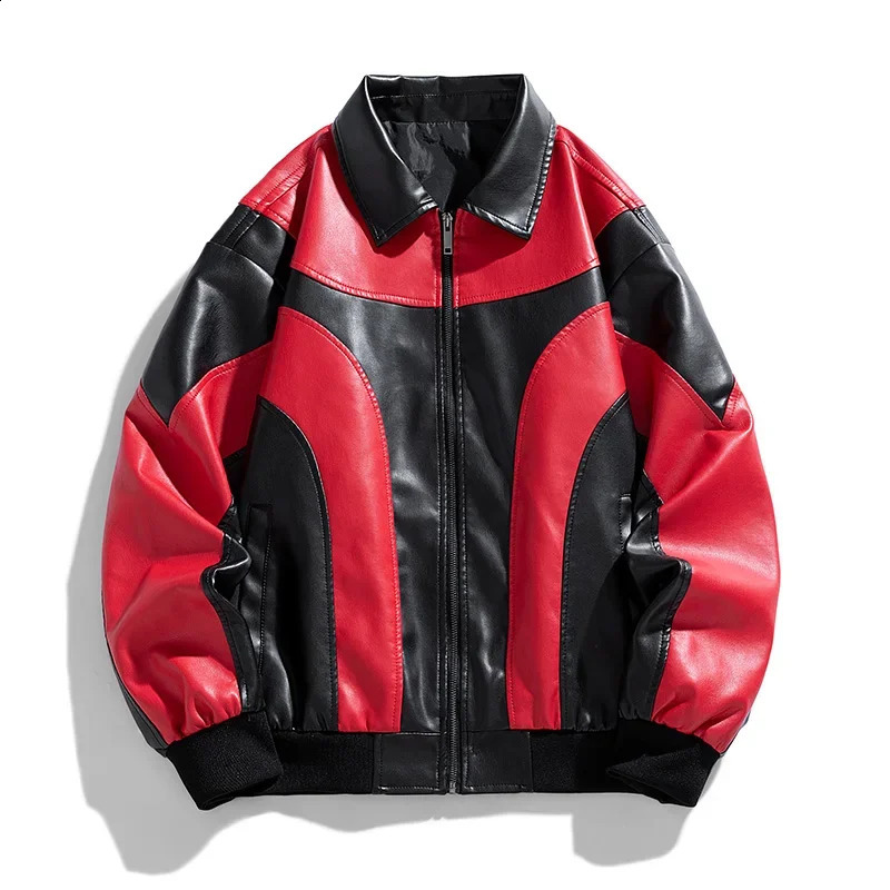Men Leather Jacket Autumn Winter PU Vintage Slim Biker Coats Mens Motocycle Jackets Coat Casual Street Wear Hip Hop Top 240921