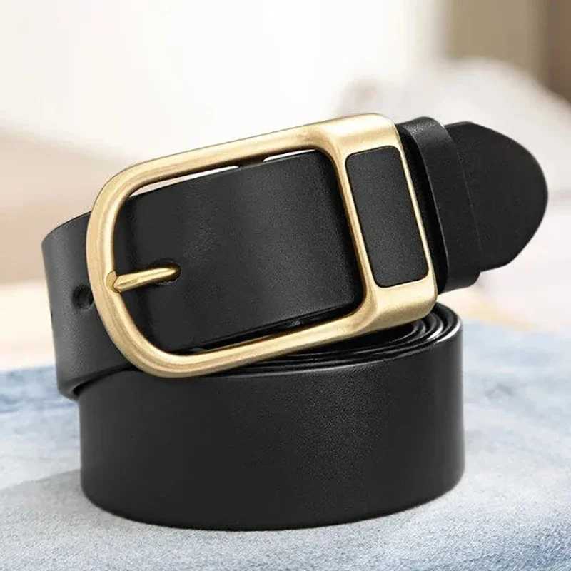 Genuine Leather For Mens High Quality Buckle Jeans Cowskin Casual Belts Business Cowboy Waistband Male 2024 NewX240923