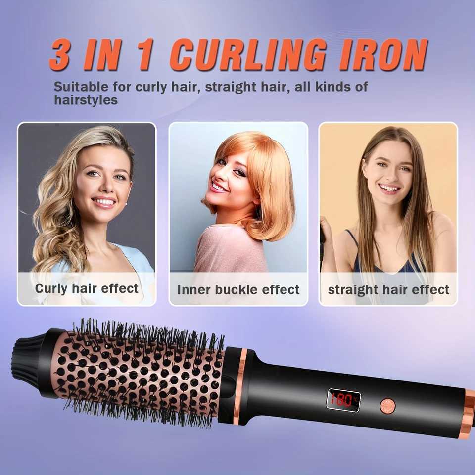 1 piece 3-in-1 hair styling tool - straightening curling combination iron hair styling tool ceramic straightener press comb CL240923