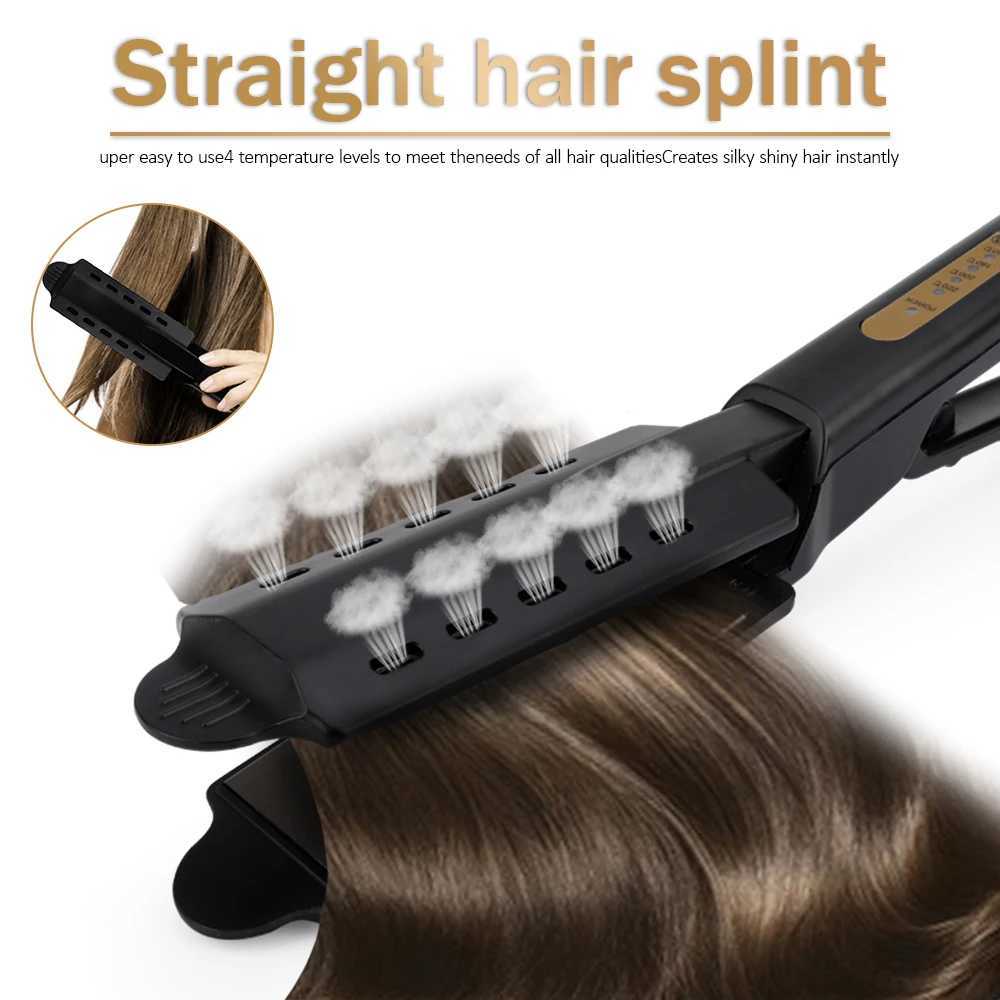 Straight hair straightener with four temperature adjustments ceramic tourmaline ion flat iron wide panel professional styling tool CL240923