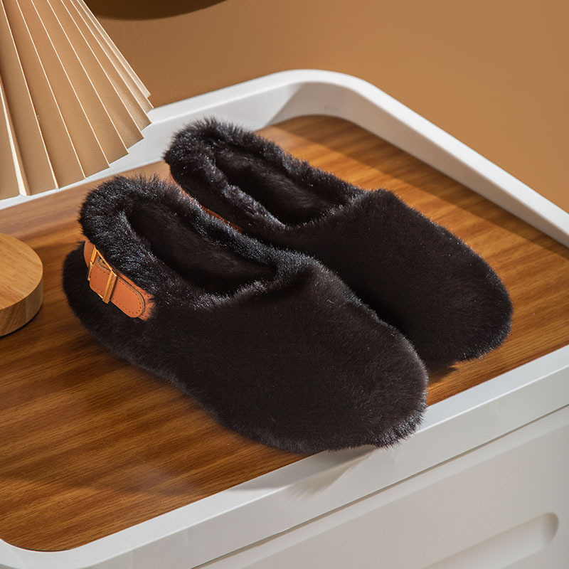 2024 Warm Platform Home Plush Comfortable Indoor Winter Slippers Fluffy Cotton Shoes For Women