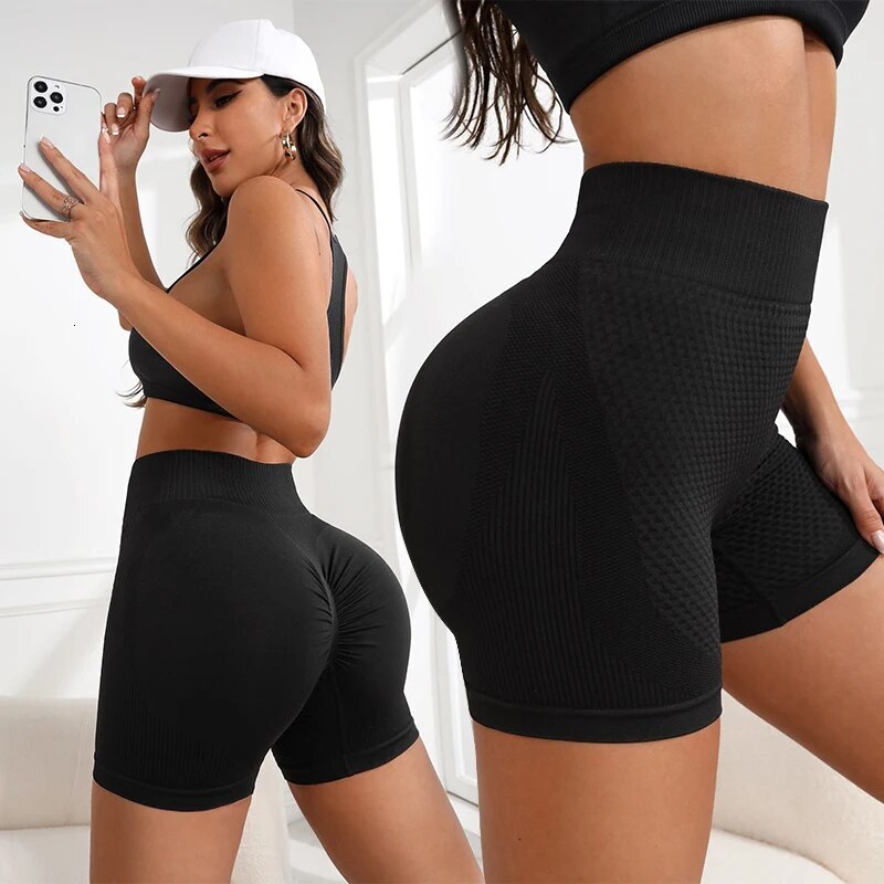 Future Striped Print Wideband Running Sports Anti Coil Ladies Leggings Breathable High Waist Yoga Shorts