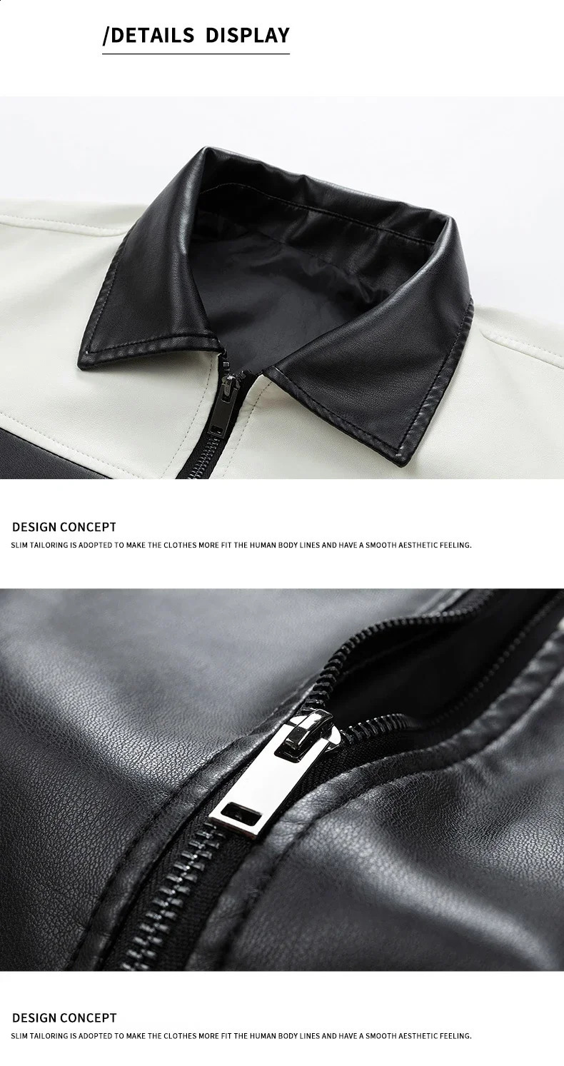 Men Leather Jacket Autumn Winter PU Vintage Slim Biker Coats Mens Motocycle Jackets Coat Casual Street Wear Hip Hop Top 240921