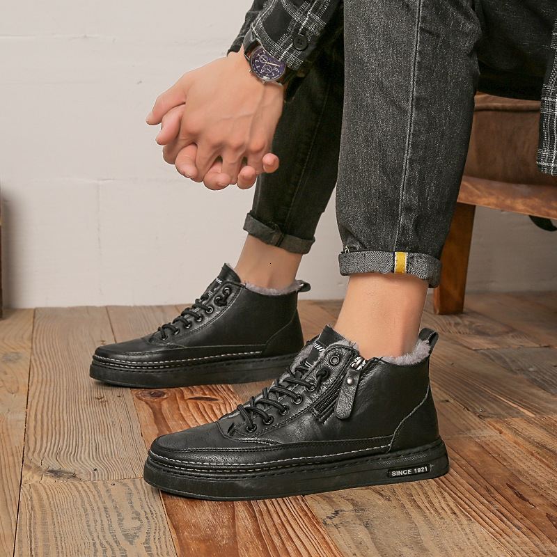 Men's winter 2024 new martin boots warm casual work cold cotton shoes