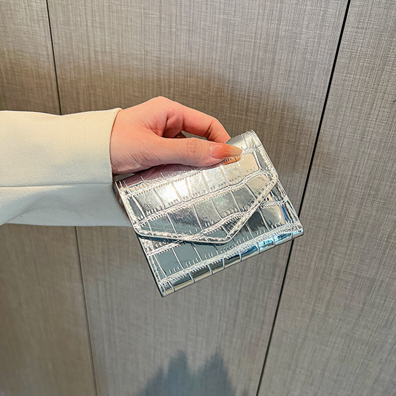 Short Purses trend for Women New Fashion Stone Pattern Laser Wallet High wallet Capacity Card Holders Coin Purse Mini Small Money Bag